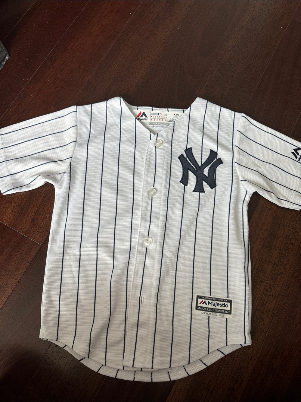 Majestic Judge Yankees White & Navy New York Yankees Kids Pinstripe Jersey